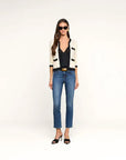 Zephyra Pointelle Knit Cardigan Ivory/Black Sweater - Cardigans L'Agence