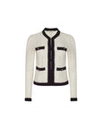 Zephyra Pointelle Knit Cardigan Ivory/Black Sweater - Cardigans L'Agence
