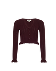 Finian Ruffle Cardigan Dark Syrah/Gold Sweater - Cardigans L'Agence