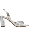 Tullia Slingback Sandal Metallic Leather Silver Sandals - Heeled Sandals Veronica Beard - Shoes