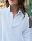 Gabi Popover Shirt Linen French Blue Tops - Blouses Frank & Eileen
