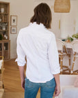 Barry Tailored Button Up Shirt White Tattered Wash Denim Tops - Button Down Frank & Eileen