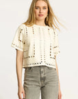 Anisa Top Antique White Vegan Leather Tops - Blouses Caballero