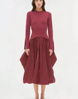 Kenlie Taffeta Knit Midi Dress Cranberry Dresses - Midi Simkhai
