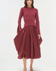 Kenlie Taffeta Knit Midi Dress Cranberry Dresses - Midi Simkhai