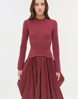 Kenlie Taffeta Knit Midi Dress Cranberry Dresses - Midi Simkhai