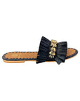 Semira Raffia Black Shoes - Sandals - Flat Sandals De Siena