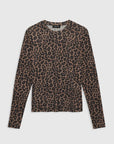 Sylvie Long Sleeve Tee Black And Brown Leopard Tops - Tees Anine Bing