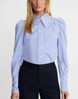 Box Pleat Shirt Blue Oxford Tops - Button Down Smythe
