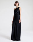 Aster Satin One Shoulder Gown Black Dresses - Maxi A.L.C