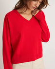 Audrey Cashmere V-Neck Sweater Scarlet Sweater - V-Neck Tanya Taylor