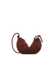 Brown crescent-shaped bag on a white background