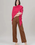 Pop Pom Triangle Wrap Rhubarb Scarves Alpine Cashmere