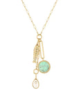 Antibes Chrysoprase and Mother of Pearl Lariat Necklace Necklaces Thatch