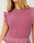 Bryn Top Stripe Berry Tops - Blouses Rails