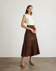 Suede Hudson Skirt Chocolate Skirts - Midi Tanya Taylor