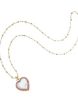 Bloom Mother of Pearl Heart Pendant 16-18" Satellite Chain Necklaces Jane Win