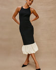 Cheryl Dress Black Ivory Dresses - Midi Rails