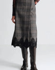 Allie Skirt Keighley Plaid Grey Skirts - Midi Cara Cara