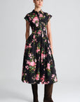 Octavia Dress Kiera Flora Black Dresses - Midi Cara Cara