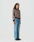 Collegiate Stripe Polo Fig Combo Sweater - Polo Guest in Residence