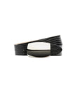 Milou Domed Belt Black Lizard Embossed Belts L'Agence