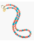 Gumdrop Beaded Necklace Coral and Turquoise Mix Earrings Jane Win