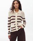 Costi Striped Cardigan Turtledove Sweater - Cardigans rag & bone