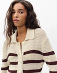 Costi Striped Cardigan Turtledove Sweater - Cardigans rag & bone