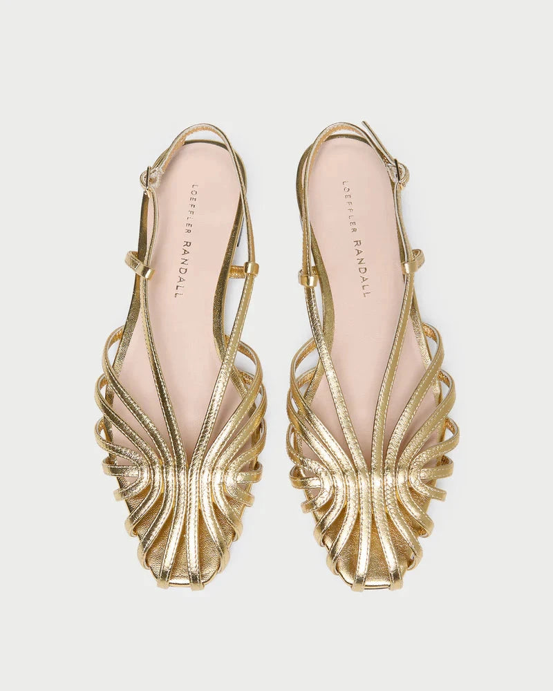 Devon Lattice Slingback Sandal Gold  Peter Kate