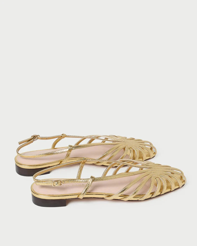 Devon Lattice Slingback Sandal Gold  Peter Kate