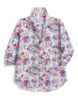 EIleen Relaxed Button Up Shirt Pink and Red with Blue Flowers