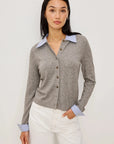 Eryn Cardigan Heather Grey Poplin Mix Sweater - Cardigans Rails