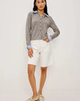 Eryn Cardigan Heather Grey Poplin Mix Sweater - Cardigans Rails