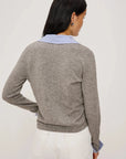 Eryn Cardigan Heather Grey Poplin Mix Sweater - Cardigans Rails