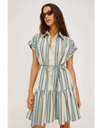 Evaline Dress Marsala Stripe