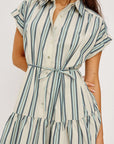 Evaline Dress Marsala Stripe