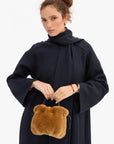 Emma Top Handle Shearling Teddy Clutch Clare V.