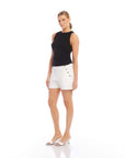 Side Shirred Tank Black Tops - Tanks Fifteen Twenty