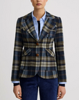 Two Button Patch Pocket Blazer Blue Plaid Jackets - Blazers Smythe