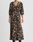 V-Neck Flounce Hem Dress Leopard Dresses - Midi Smythe