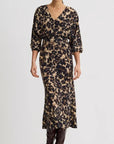 V-Neck Flounce Hem Dress Leopard Dresses - Midi Smythe