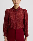 Peter Pan Collar Blouse Garnet Floral Tops - Blouses Smythe