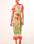 Devorah Dress Scarf Flora Satin Dresses - Midi Misa