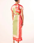 Devorah Dress Scarf Flora Satin Dresses - Midi Misa