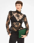 Flat Clutch with Tabs Hair-On Bottle Green Clutch Clare V.