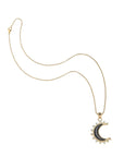Forever Nightfall Onyx Crescent Moon Pendant 16-18" Classic Rolo Necklaces Jane Win