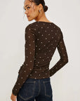 Georgina Top Cocoa Polka Dots Tops - Blouses Rails