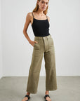 Getty Crop Utility Washed Olive Denim - Flare & Wide Leg Rails