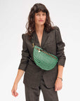 Grande Fanny Woven Zig Zag Mint Opal/Black Crossbody Clare V.